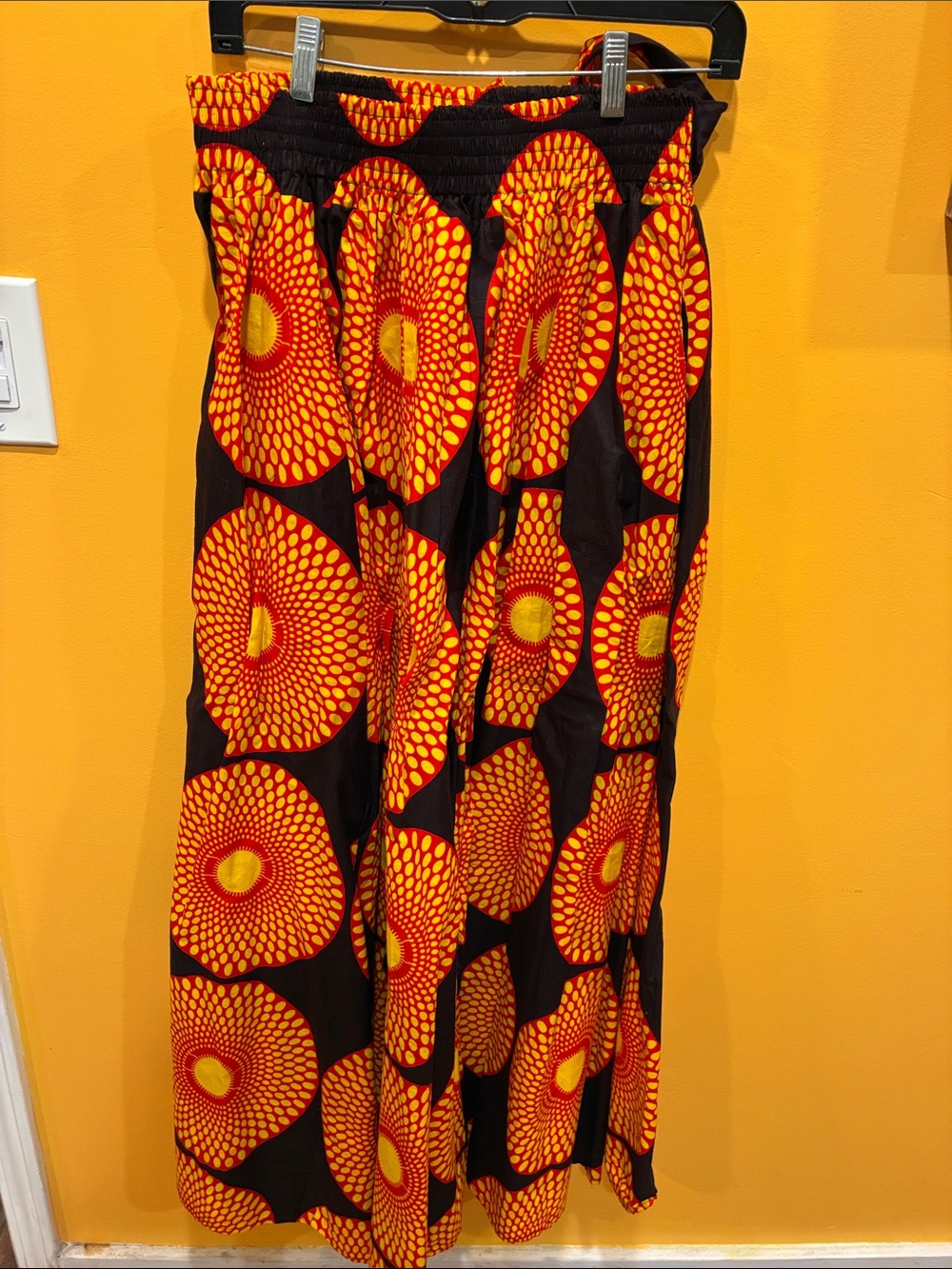 Women’s Black Skirt with Orange & Yellow Sunburst Print